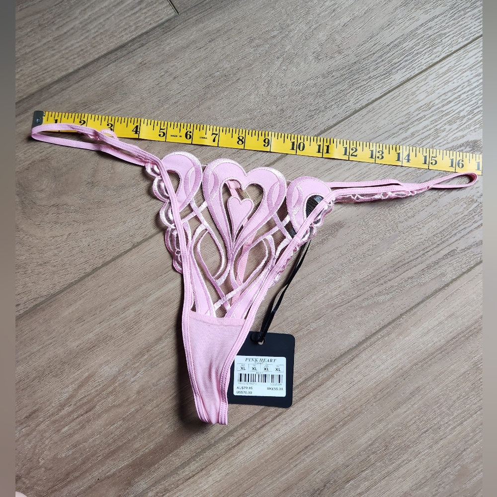 Honey Birdette ๐SET๐ Pink HEARTS 40DDD/Fโ Bra XL thong XL suspender NWT - Picture 14 of 16
